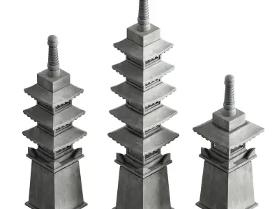 Stone Pagoda Japanese Garden Lantern Tower 3D model