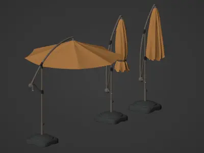 Patio Umbrellas Low-poly 3D model