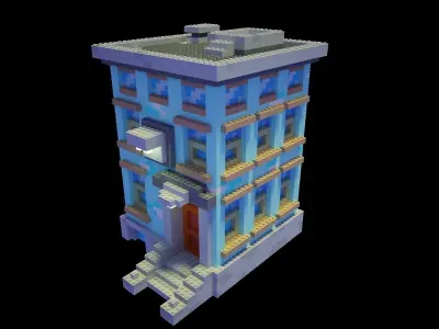 Voxel building 3d isometric low poly Low-poly 3D model