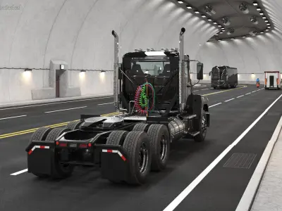  Commercial Truck Black Rigged for Maya 