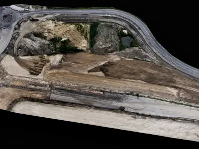 construction site road aerial PBR photogrammetry Low-poly 3D model