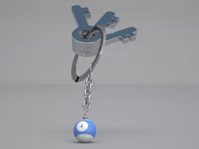 J Snooker Ball with Keychain 3D model