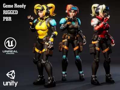 Spy Girl 01 Low-poly 3D model