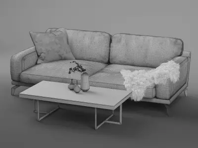 Peruna Leather Two Seat Sofa  3D model
