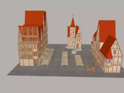 Medieval Town Square 3D model