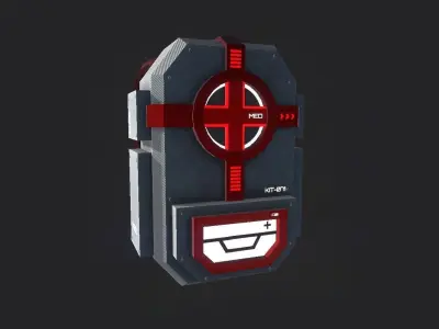 Sci-Fi Medic Kit Backpack - Character Design Low-poly 3D model