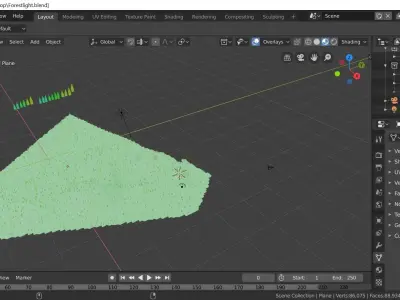 Unseen tunnel in forest with watch towers low poly scene Free low-poly 3D model