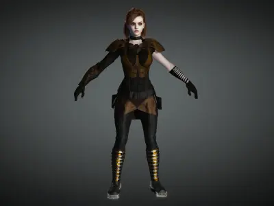 AAA Cyber Punk Female Character 07 Low-poly 3D model