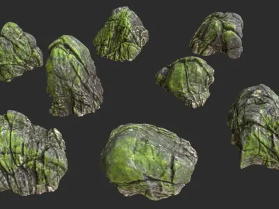 Riverbank Rocks 02 Low-poly 3D model