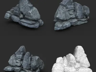 Low poly Boulder Rock 230418 Low-poly 3D model