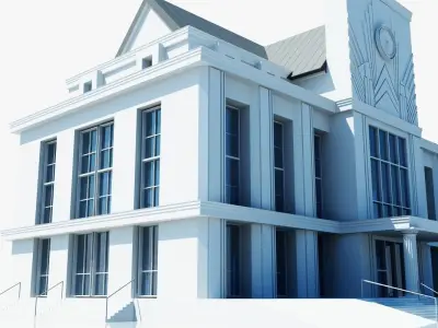 Train Station Clock Building 3D model