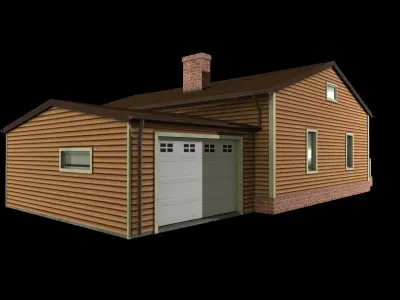 house with garage Low-poly 3D model