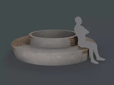 Modern Outdoor Bench 107 PBR Game Ready Low-poly 3D model