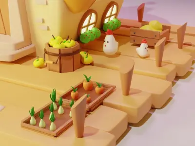 Cartoony  fantasy  farm cottage 3d model 3D model