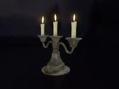Medieval Candle Stand V02 Low-poly 3D model
