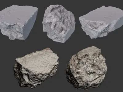 Small Concrete Debris Pack Low-poly 3D model