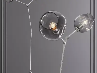 Branching Bubble Floor Light Satin Nickel and Gray Glass 3D model