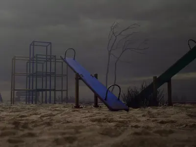 Abandoned Playground Scene Low-poly 3D model