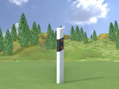 Delineator with wildlife warning reflector yellow R Low-poly 3D model