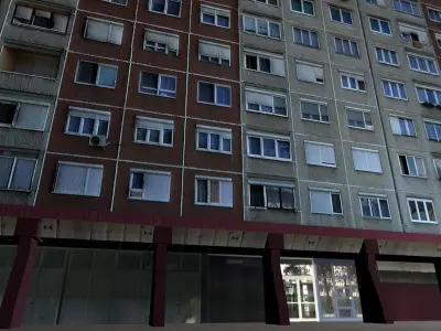 Panel Plattenbau Block Building Architectural Modular Set Low-poly 3D model