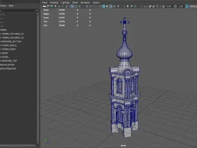 Smolny Tower Low-poly 3D model