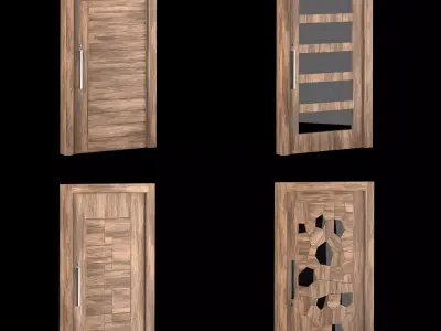 Interior-exterior Wooden Door 3D model 5
