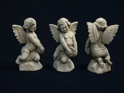 Garden Statue 6 PBR Low-poly 3D model