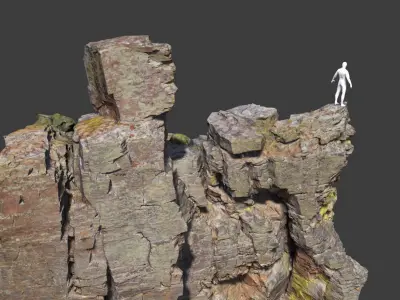 Big Sharp Cliff Pillar Scan PBR Low-poly 3D model