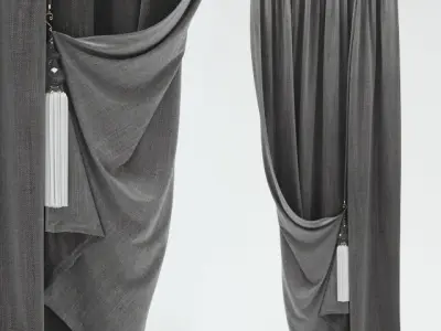 Curtain with tassels Low-poly 3D model