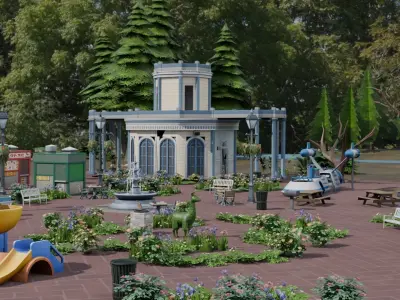 Park Package Lowpoly Low-poly 3D model