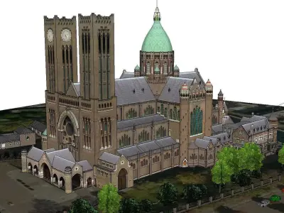 Architecture-Religion-God-Culture-Temple-0241 church with spi... 3D model