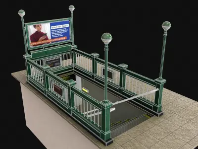 Subway Entrance - Street Props PBR Low-poly 3D model