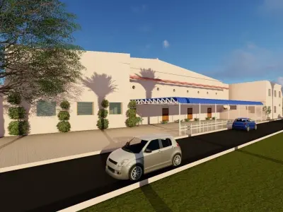 Community building with columns and pillars 3D model