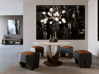 Dining Room Midnight Low-poly 3D model