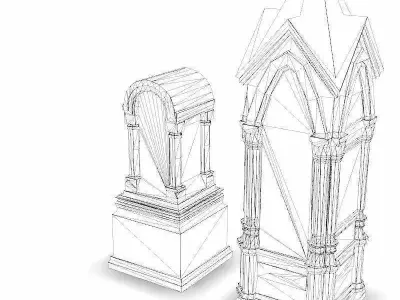 Tombstones - 5 Low-poly 3D model