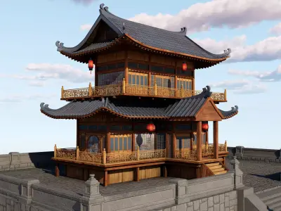 Japanese House Low-poly 3D model