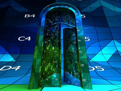 Door Art nouveau animated Low-poly 3D model