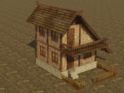 Medieval house 11 Low-poly 3D model