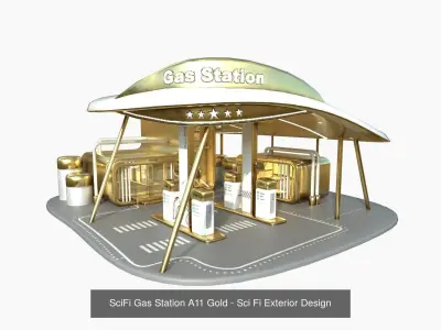 10 Sci Fi Buildings Collection K - Gold - Exterior Design 3D Model Pack