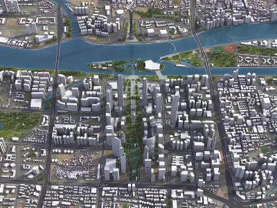 Guangzhou - 3D City Model Low-poly 3D model