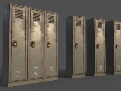 PBR School Gym Locker 01 - Pale Green Low-poly 3D model