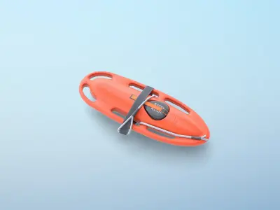 Lifeguard Station With Rescue Buoy Low-poly 3D model