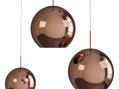 Copper Round Pendant Low-poly 3D model