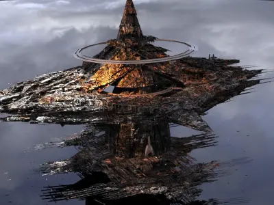 Cyberpunk Scorched Earth Eclipse Tower 2 3D model