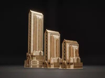 FANTASY ART DECO ARCHITECTURE CLASSIC 02 Low-poly 3D model