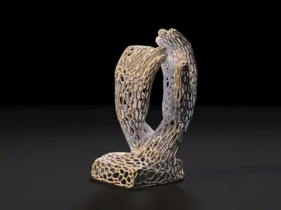Sculpture two hands by Auguste Rodin Voronoi 3D print model