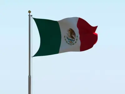 Animated Mexico Flag 3D model