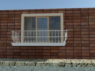 french window and balcon 3D model
