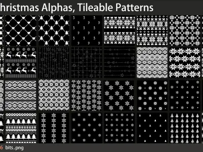100 Christmas Alphas Tileable Patterns  Texture
