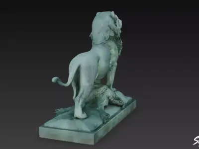 Lion Statue V41 Low-poly 3D model